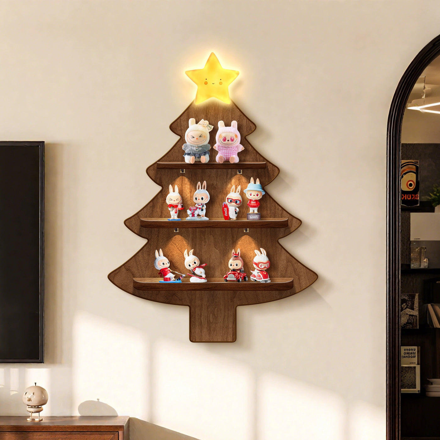 Cozy Christmas Wooden Tree Shelf - Image 4