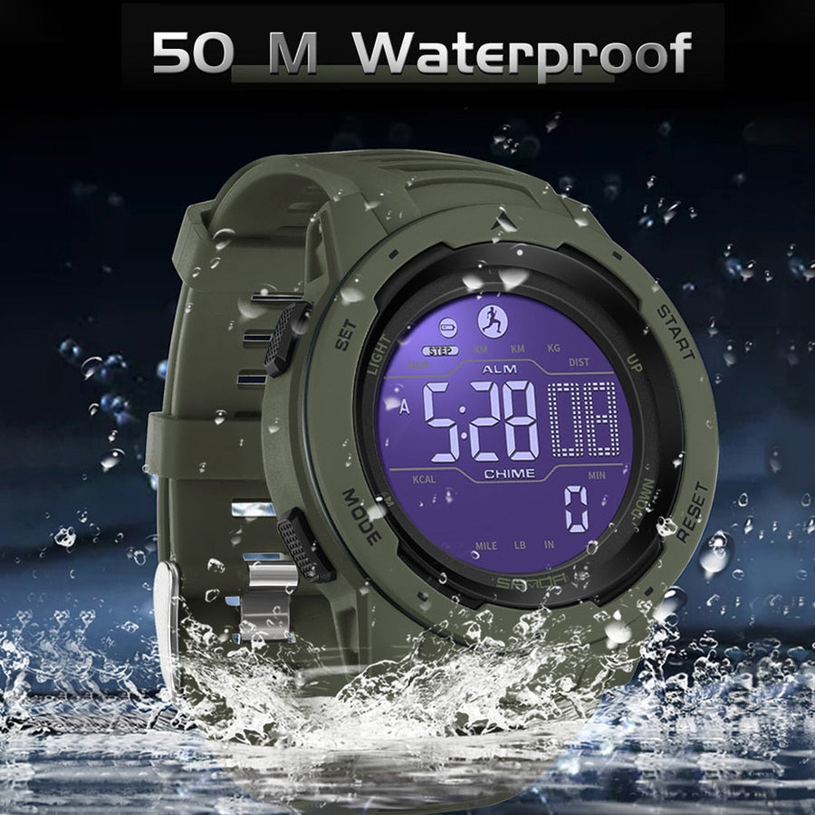 Waterproof Military Pedometer Digital Watch - Image 1