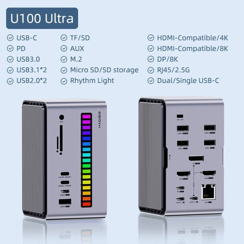 RGB LED Rhythm USB Docking Station - Image 6