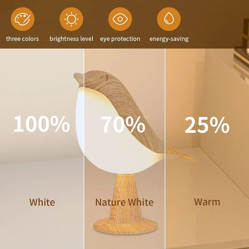 Wooden Bird LED Touch-Switch Night Lamp - Image 3