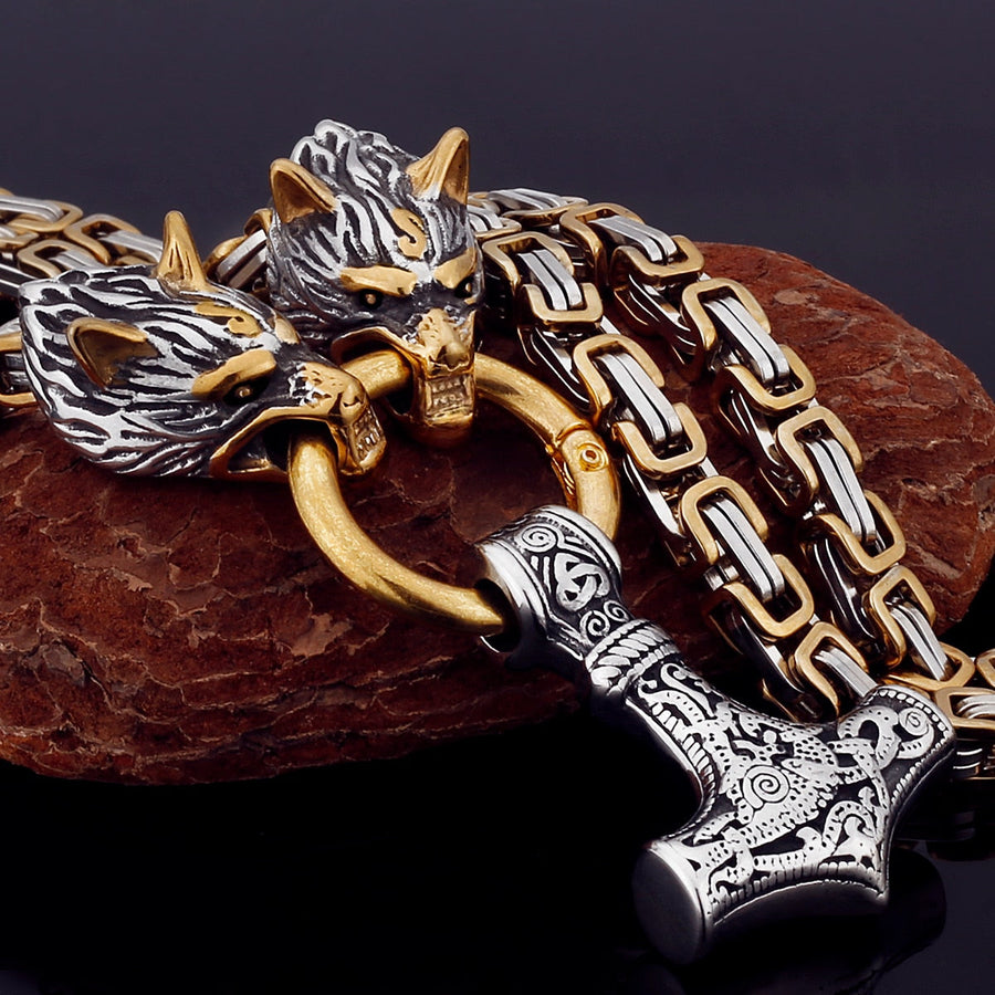 Nordic Viking Wolf Head Stainless Steel Necklace - Image 5