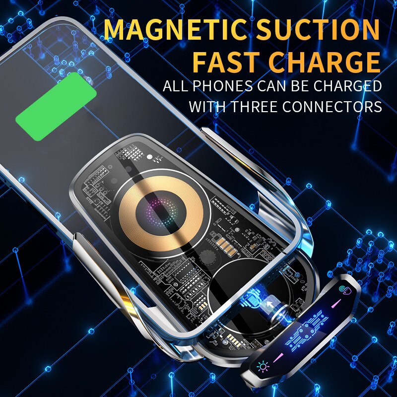 Automatic Magnetic Wireless Charging Car Phone Holder - Image 2