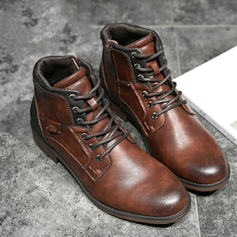 Fashion High-Cut Lace-up Vintage Style Men Winter Boots