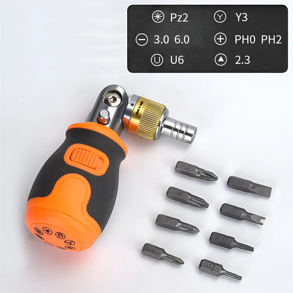 8in1 Mini Magnetic Bits Portable Ratchet Screwdriver