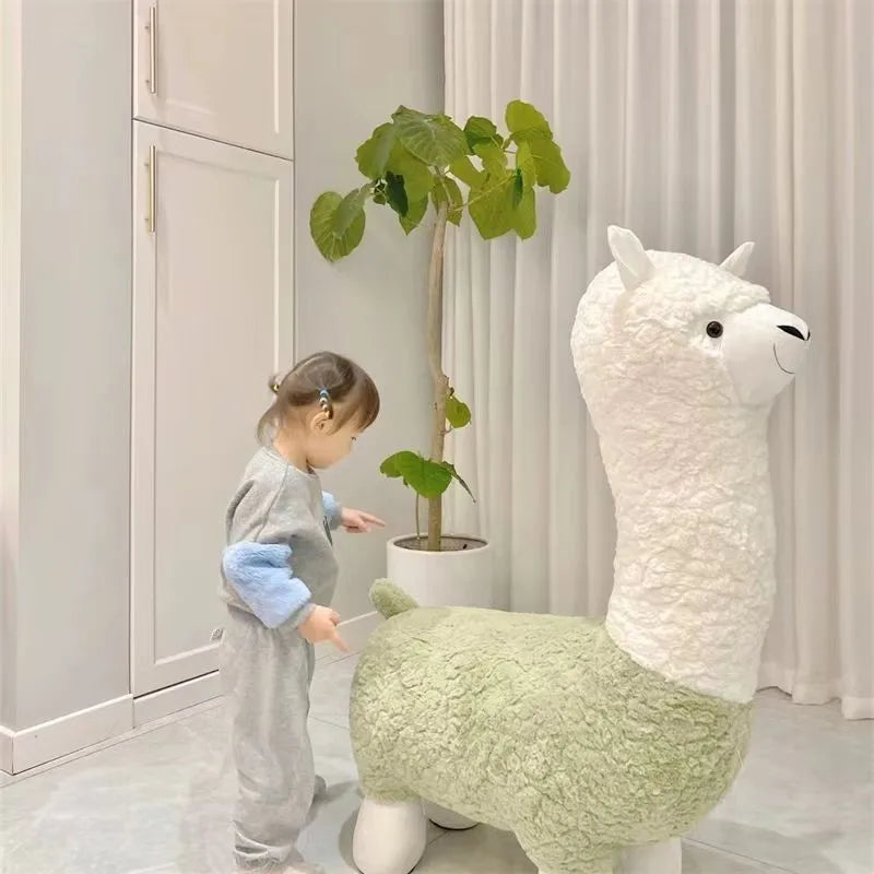 Fluffy Lama Door Entryway Decor Stool - Image 4