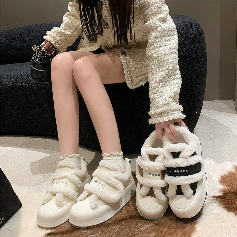 Plush-Lined Elevated Chunky Platform Shoes - Image 4