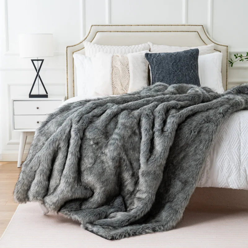 Cozy Couture Deluxe Faux Fur Sofa Blanket - Image 3