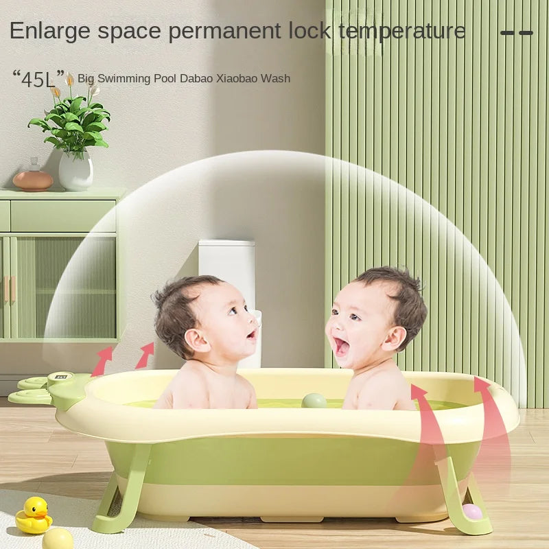 Foldable Temperature Sensor Display Baby Bathtub