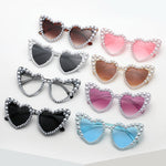 Pearl Heart Retro Cat Eye Sunglasses