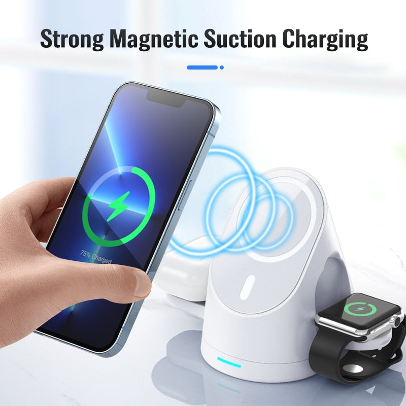 3in1 Space Station Magnetic Wireless Charger Stand