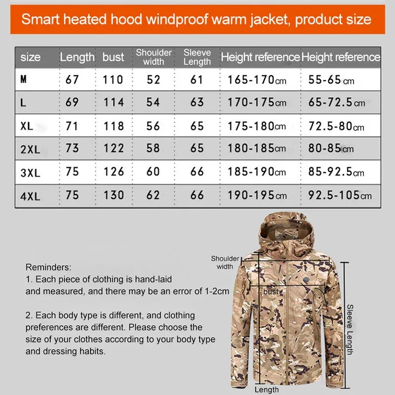 Hooded Heated Winter Camping Jacket - Image 3
