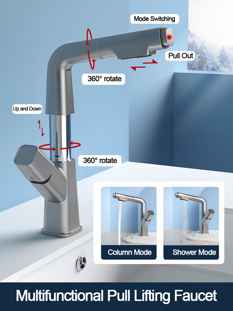 Futuristic Rotating European Pull Out Faucet