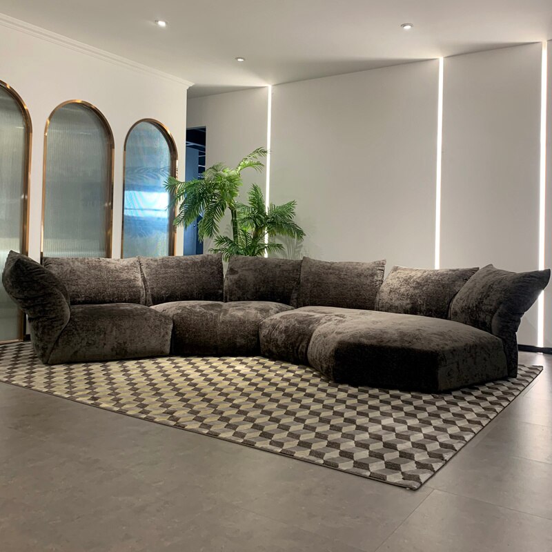 Italian Style Minimalist Modern Life Velvet Adjustable Sofa - Image 4