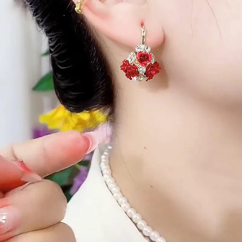 Rose Romance Stylish Zircon Earrings - Image 3
