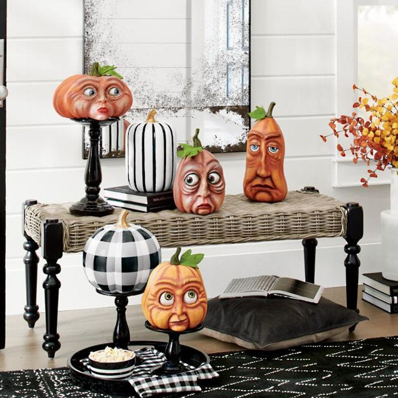 Expressive Pumpkin Faces Halloween Decoration - Image 2