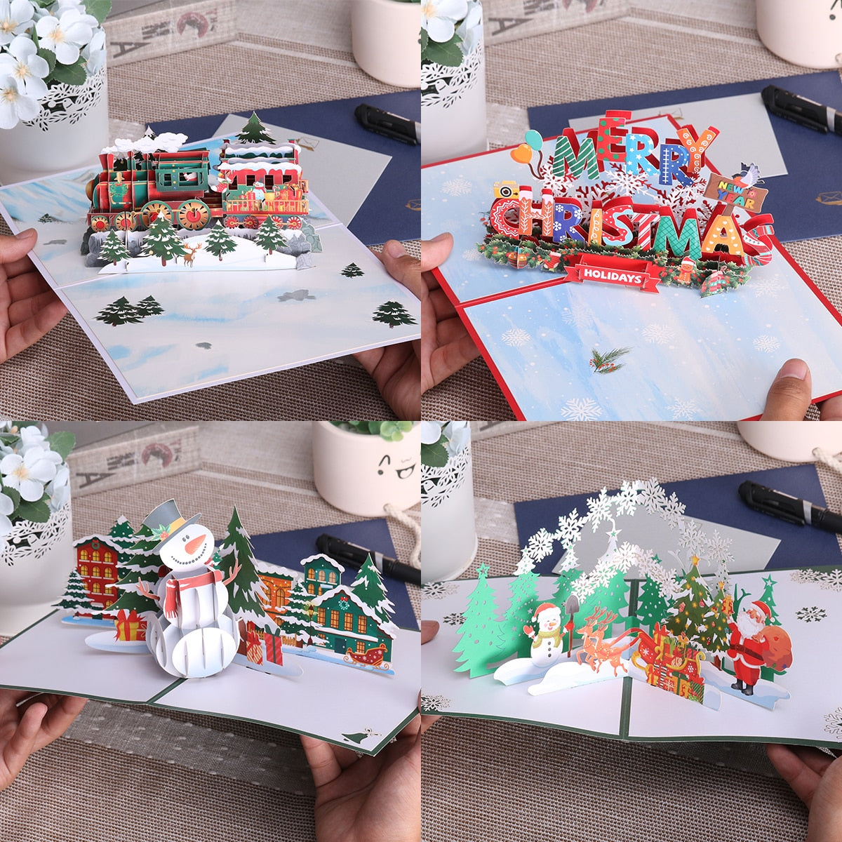 3D Pop-Up Cheerful Christmas Gift Cards