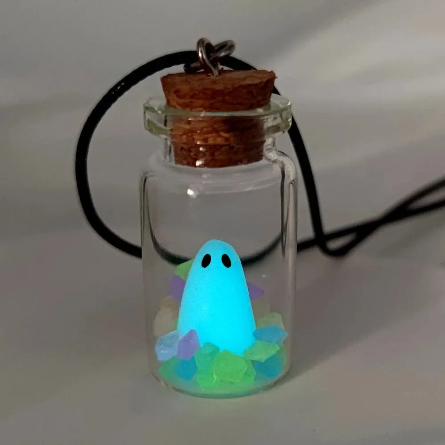 Glowing Captured Spooky Ghost Bottle Necklace - Image 11