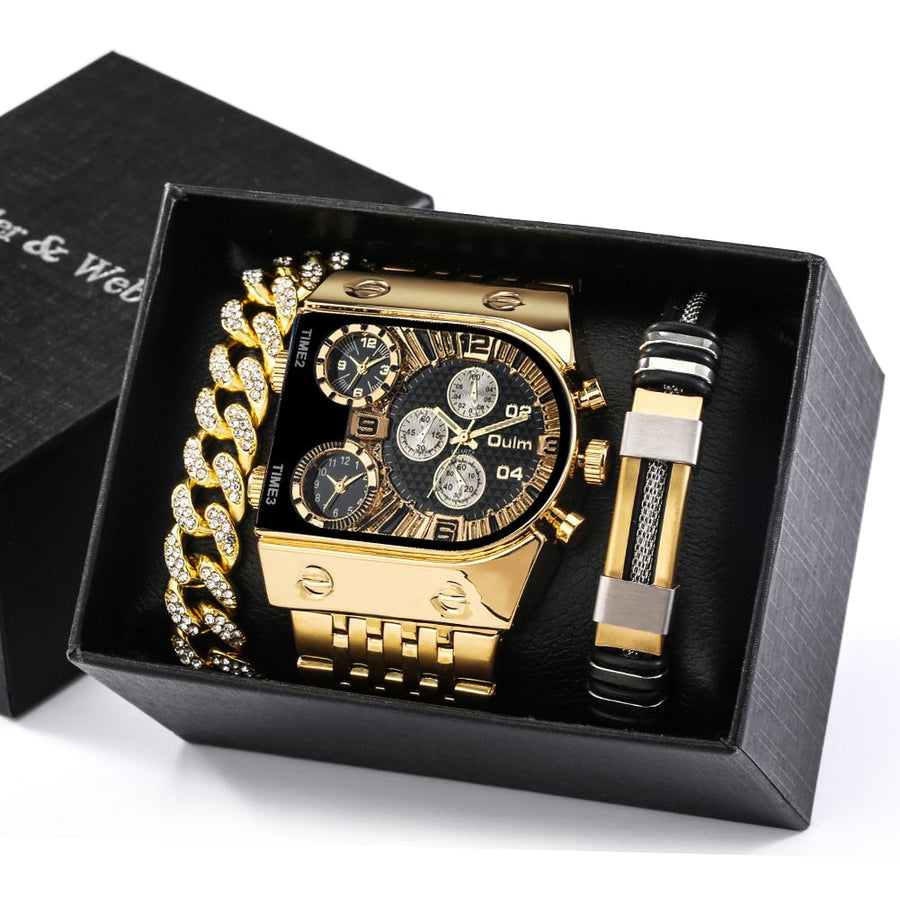 Big Dial Watch Quartz Business Men Gift Set - Image 3