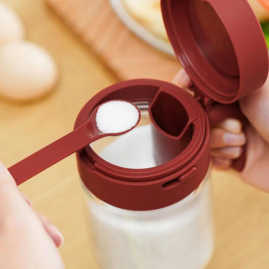 Transparent Glass Lockable Airtight  Seasoning Jar with Spoon - Image 8