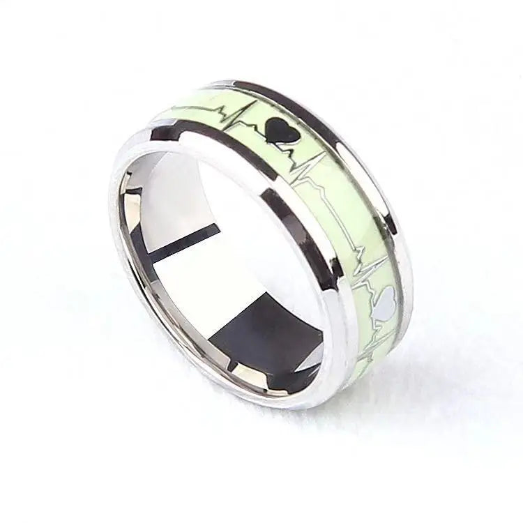 Heart Beat Titanium Steel Couple Rings - Image 12