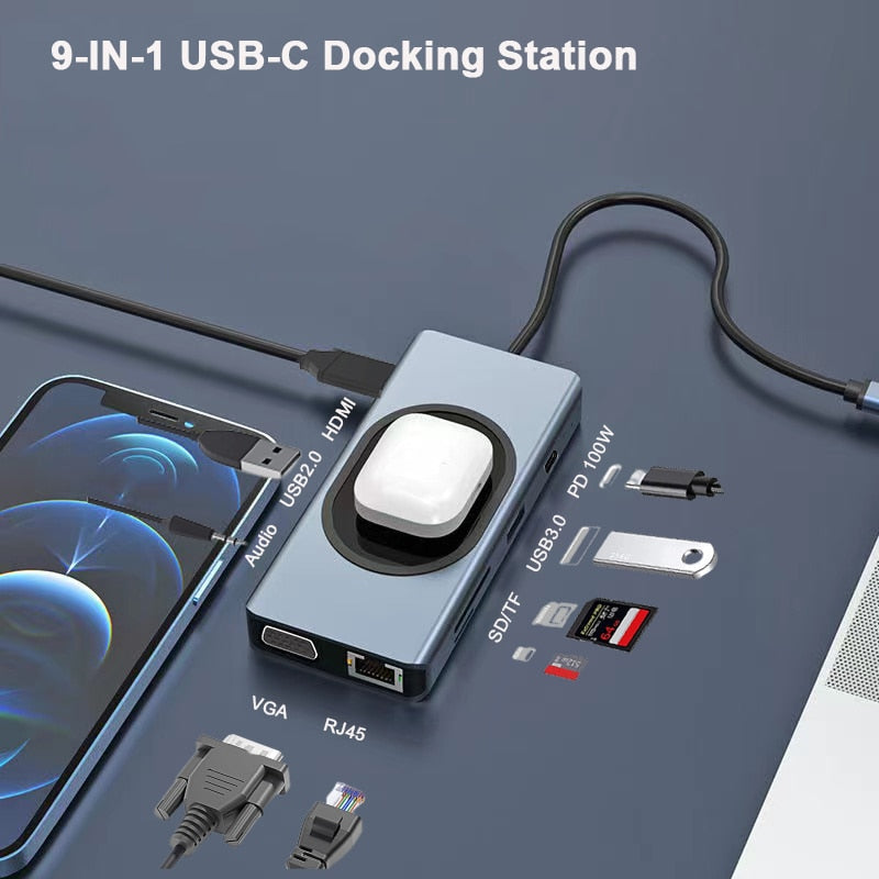 USB Type C Adapter For MacBook Pro with Wireless Charger - Image 1