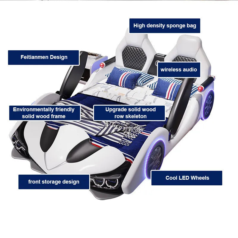 Speed Race Car LED Light Kids Bed - Image 2