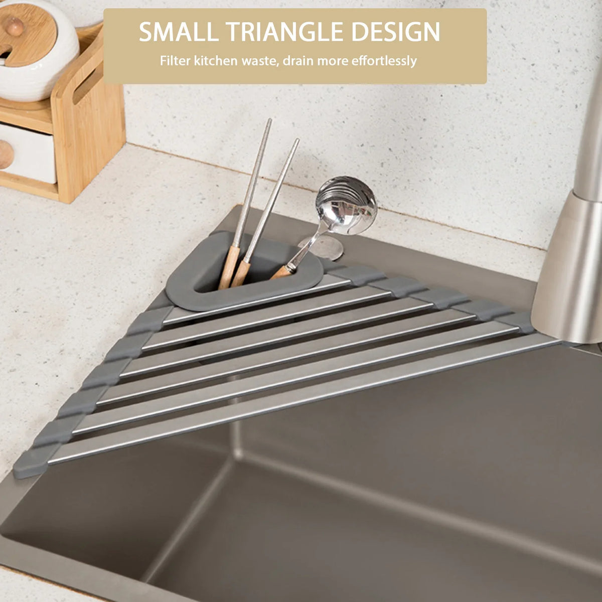 Sink Mounted Triangle Drainage Rack Kitchen Storage Shelf