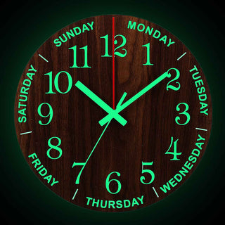 Nordische Leuchtende Holz Stumme Wanduhr