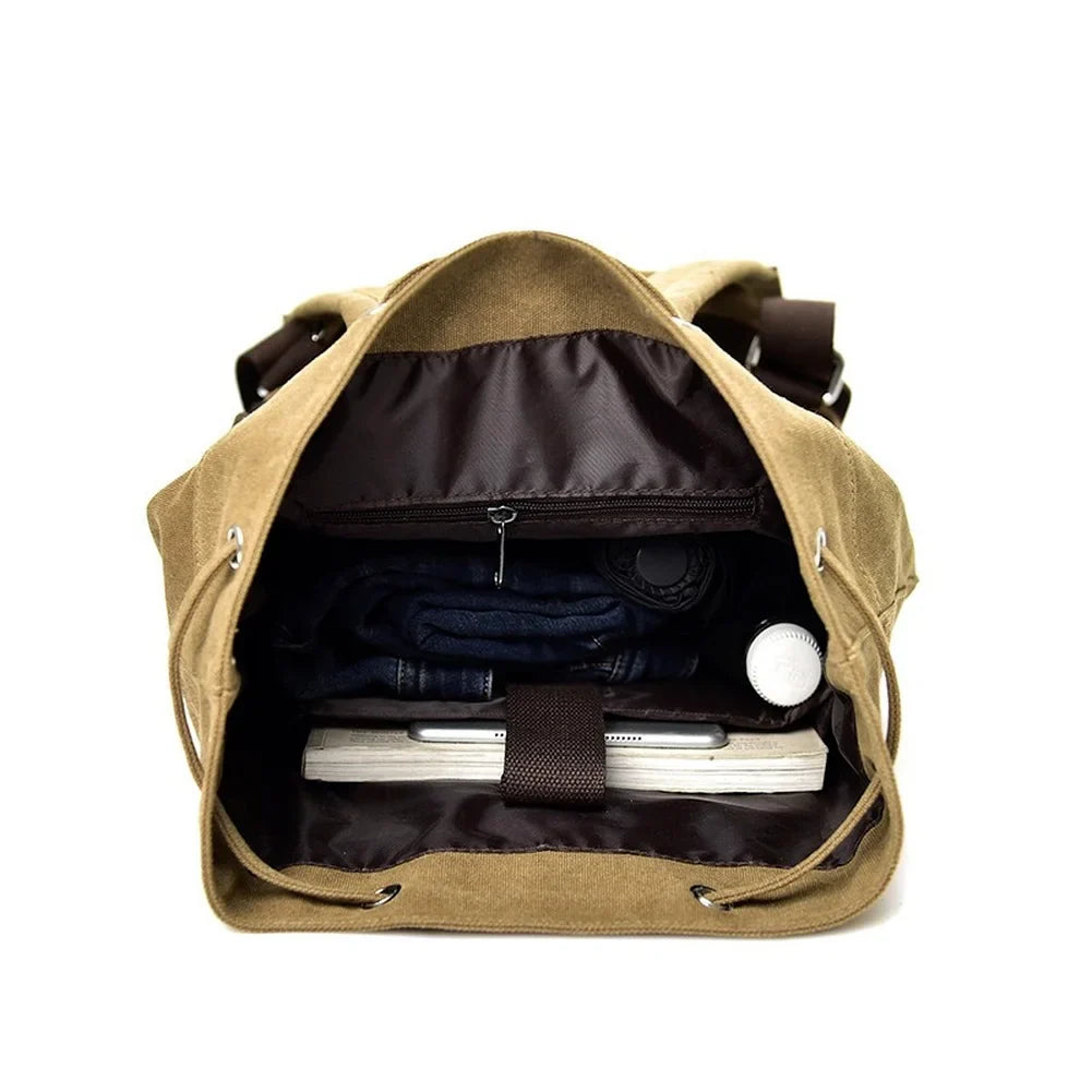 Casual Canvas Travel Bucket Backpack