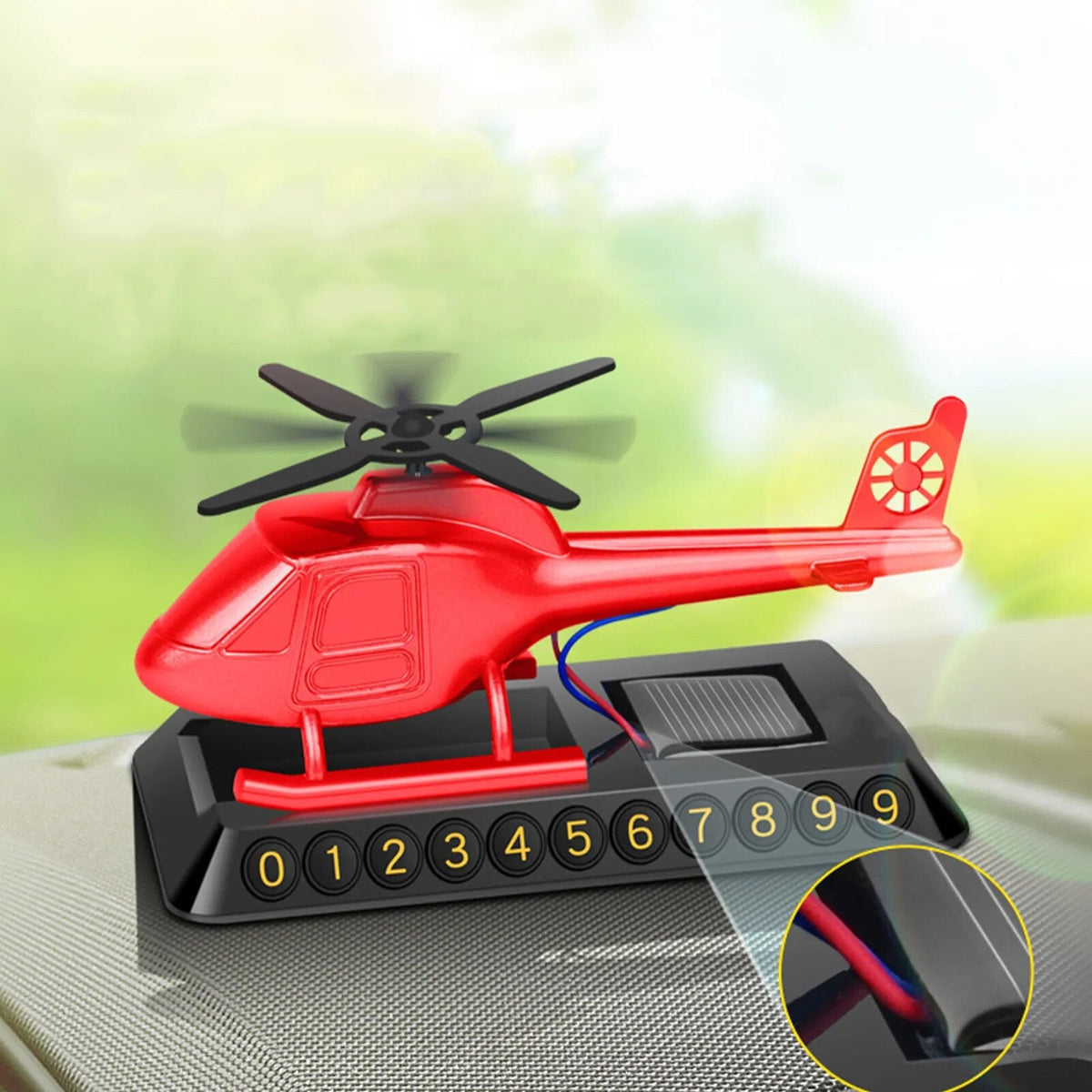 Helicopter Solar-Powered Car Air Freshener Parking Number Plate