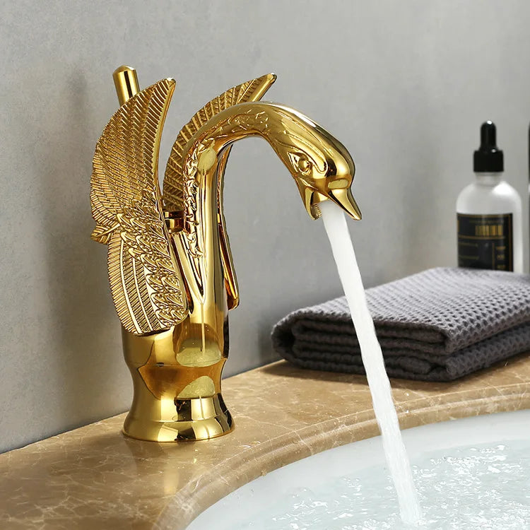Swan Single Handle Golden Basin Faucet - Image 0