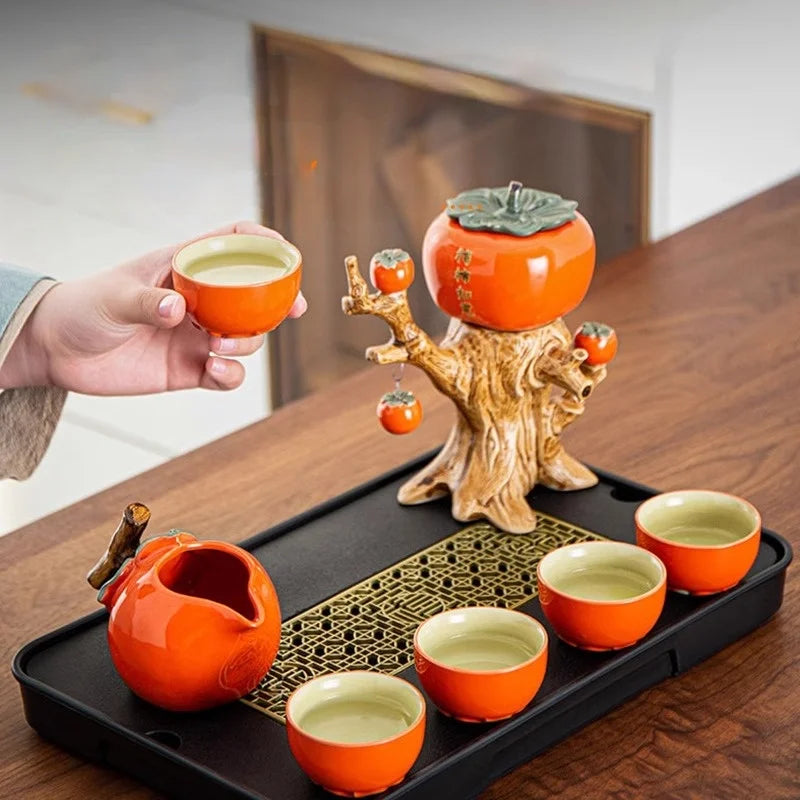 Pumpkin Tree Shape Vintage Tea Set - Image 2