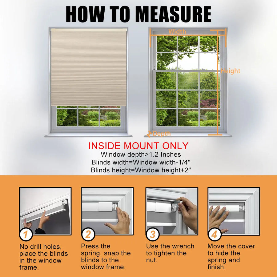 Blackout No-Drill Cordless Honeycomb Blinds - Image 4