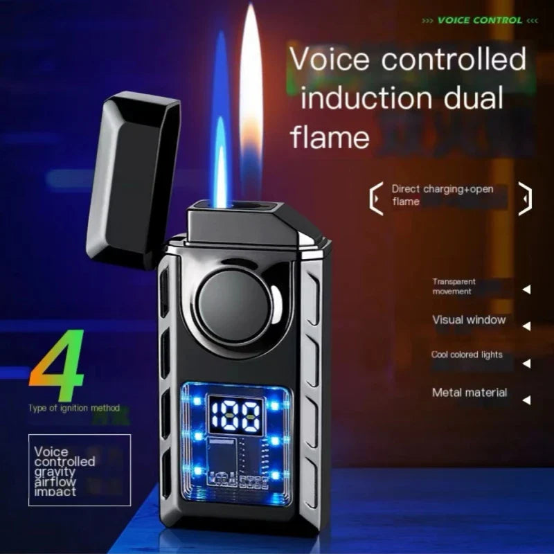 Voice Controlled USB Colorful Double Flame Lighter