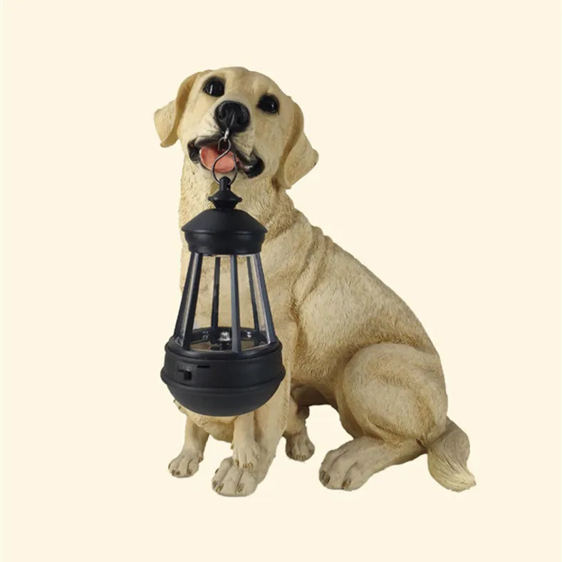 Solar-Powered Outdoor Resin Dog Statue Lamp - Image 12