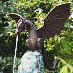 Majestic Fire-Breathing Dragon Fountain Sculpture