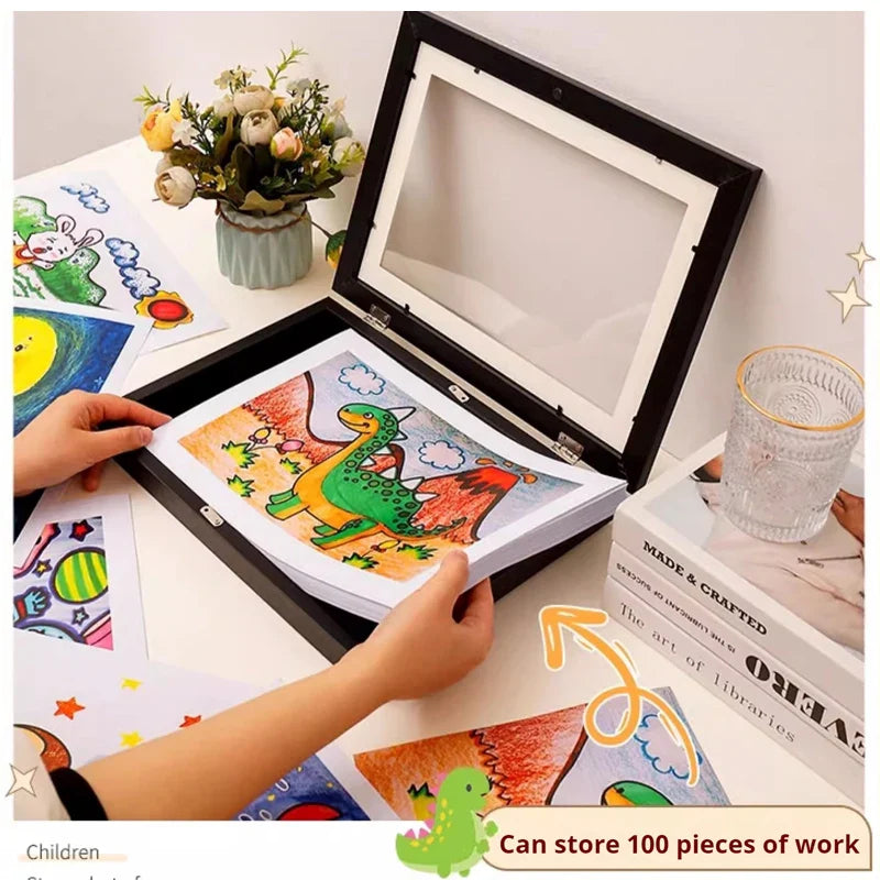 Magnetic Wooden Kids Easy Open Art Frame - Image 3