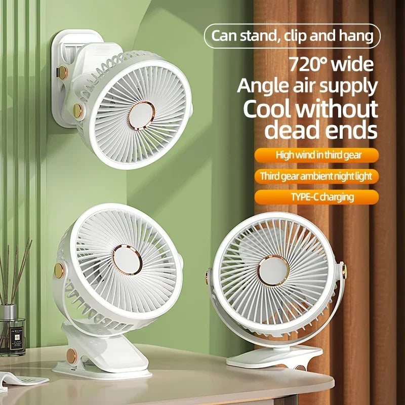 Multi-Angle Outdoor Clip-On Rechargeable Cooling Fan