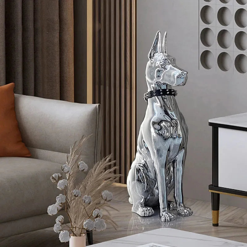 Shiny Doberman Elegant Floor Sculpture - Image 3