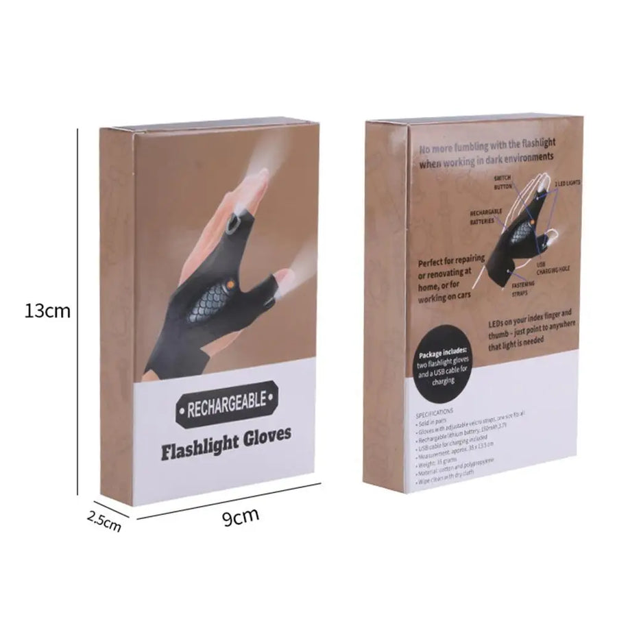 Rechargeable Fingerless Repair Fishing LED Gloves - Image 3