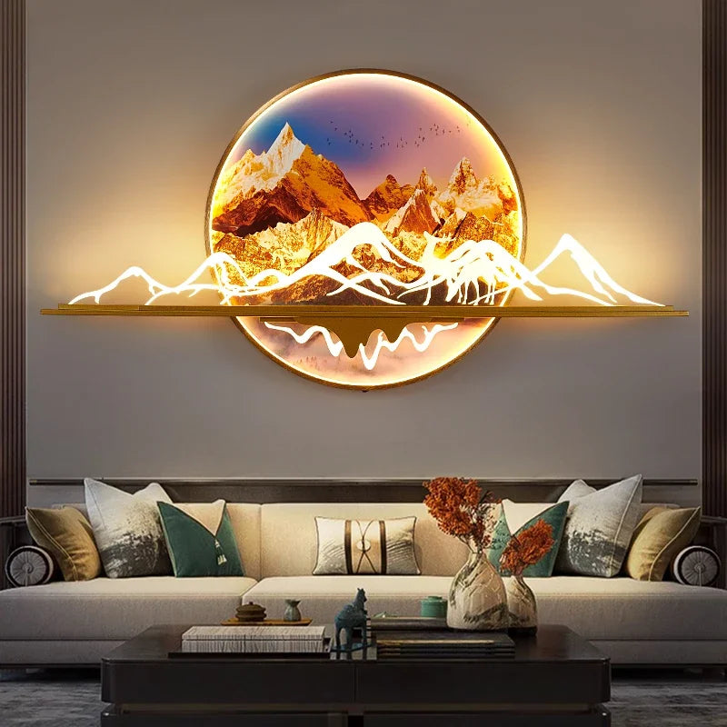 Mountain Sunset Scene LED Wall Lamp