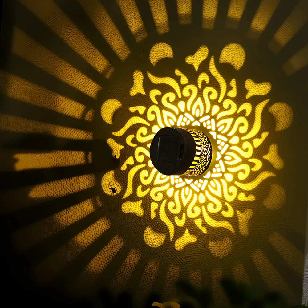 Geometric Pattern Decorative Solar Garden Wall Light - Image 0