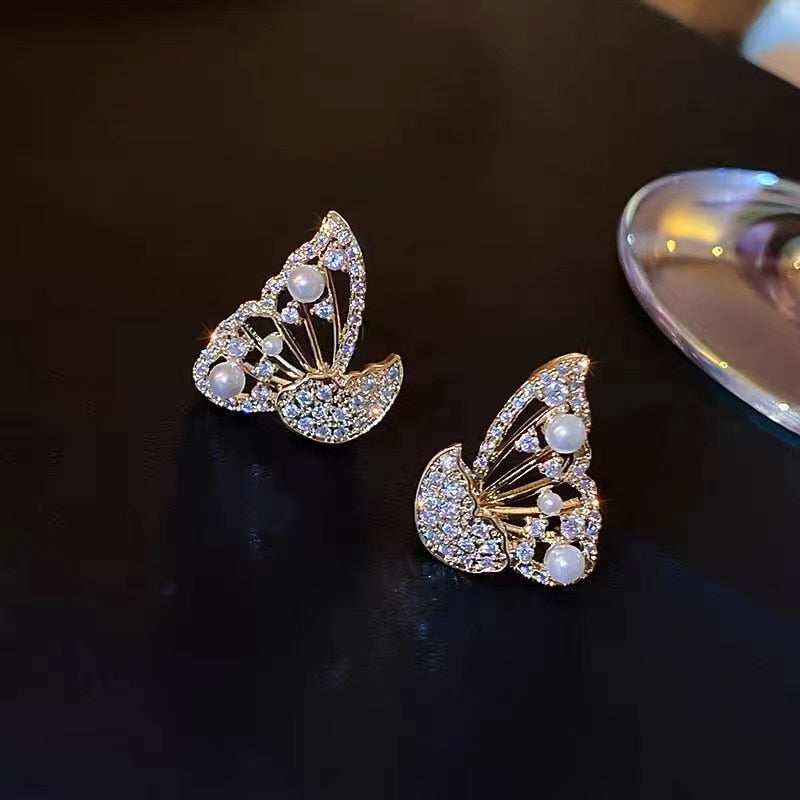 Shiny Zircon Korean Style Butterfly Chic Earrings