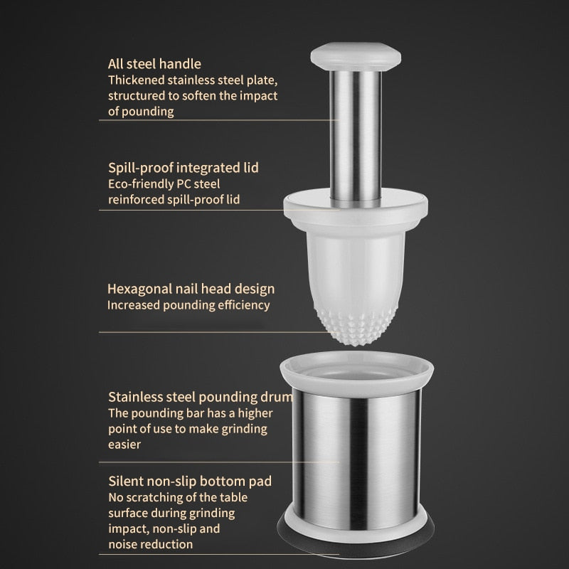 Easy Food Stainless Steel Garlic Grinder - Image 3
