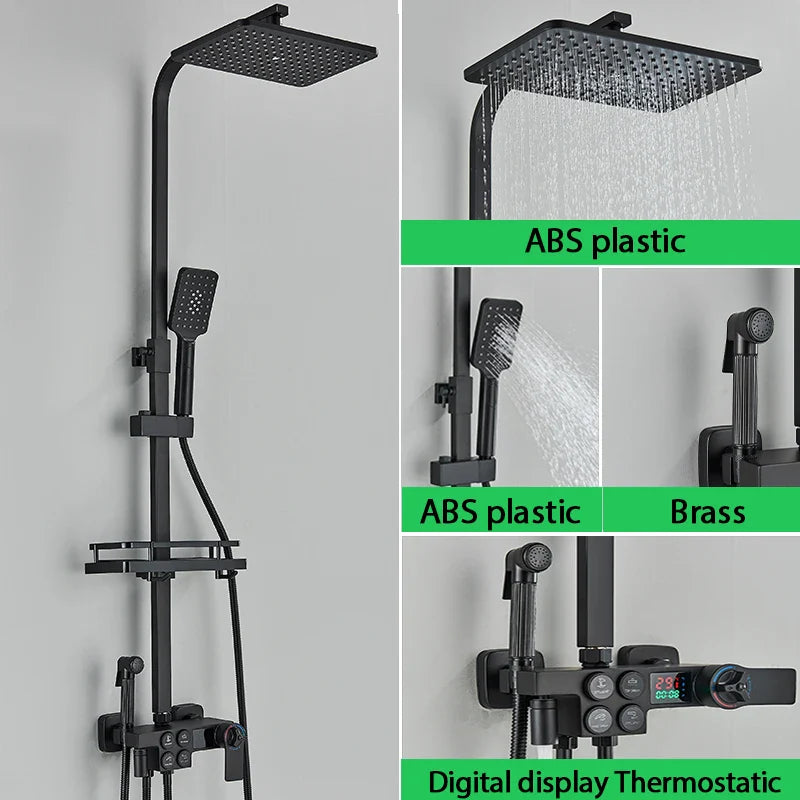 Thermostatic Digital Display Stylish Pressure Shower Set - Image 11