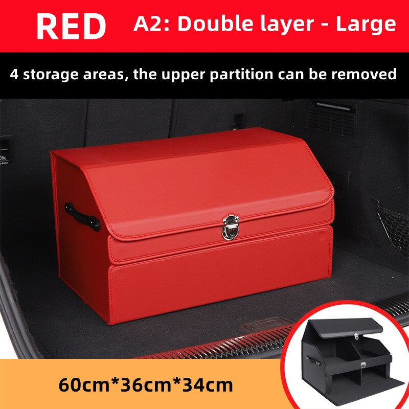 Car Guru Leather Large Capacity Trunk Organizer Box - Image 12