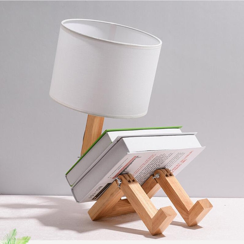 Thinker Wooden Robot Modern Night Lamp - Image 3