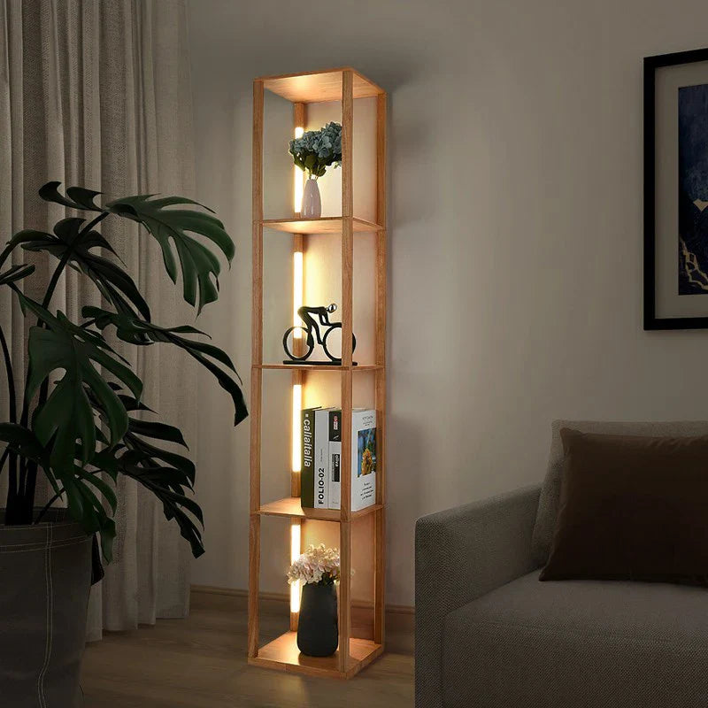 Elegant Wooden LED Light Nordic Shelf