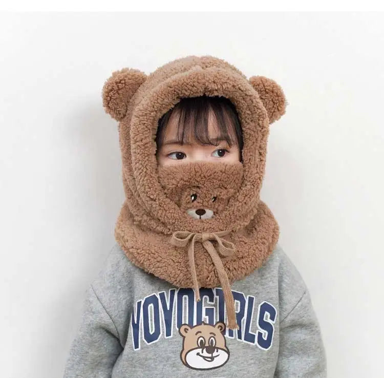 Plush Warm Bear Winter Scarf Mask