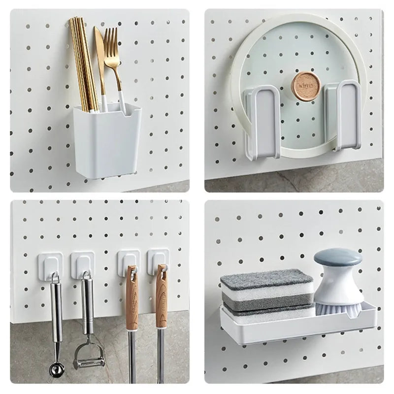 Kitchen Organizer Wall-Mounted Hole Board Storage Rack - Image 3